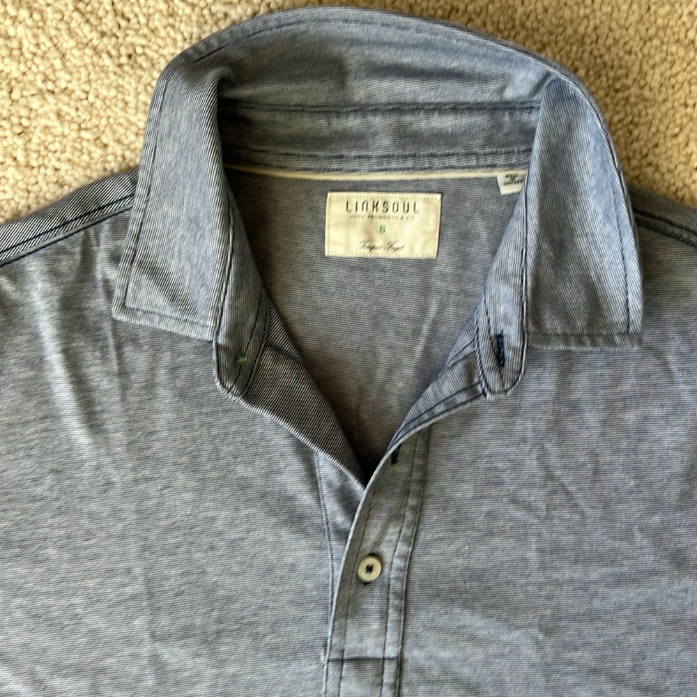 Linksoul Mens Polo - Blue mini-stripe - Size S